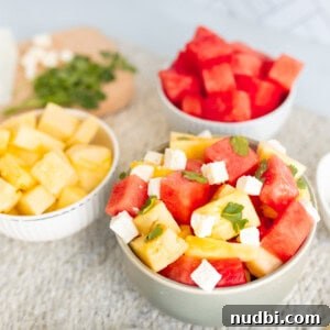 Bright Watermelon Pineapple Feta Mint Salad 7 Watermelon Pineapple Salad with Feta and Mint