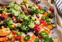 Sweet Potato Nachos with Creamy Avocado Sauce