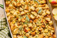 Apple and Sage Stuffing with Cranberries and Pecans