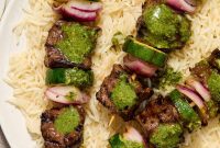 Grilled Steak Kabobs with Zesty Cilantro Chimichurri