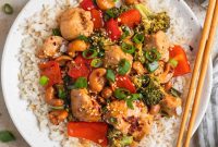 Crispy Baked Cashew Chicken with Garlic Soy Glaze