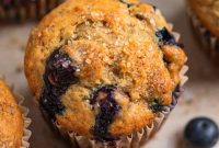 Moist Banana Blueberry Muffins with a Crunchy Streusel