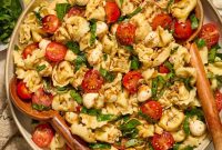 Caprese Tortellini Salad with Cherry Tomatoes and Basil