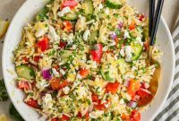 Lemon Orzo Salad with Feta, Herbs & Olive Oil Dressing