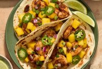 Mango Salsa Shrimp Tacos with Lime Crema