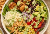 Shrimp Taco Salad with Creamy Cilantro-Lime Dressing