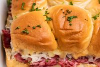 Classic Reuben Sliders with Melted Swiss and Tangy Sauerkraut