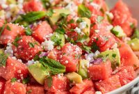 Watermelon and Avocado Salad with Feta and Mint
