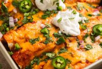 Cheesy Ground Turkey Enchiladas with Homemade Red Sauce