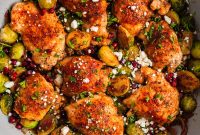 Sheet Pan Chicken Thighs with Roasted Brussels Sprouts
