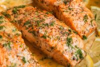 Crispy Lemon Dill Salmon with Garlic Butter Glaze
