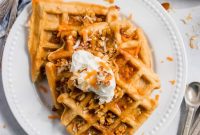 Whole Wheat Carrot Cake Waffles with Cream Cheese Glaze
