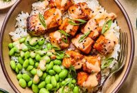 Crispy Air Fryer Salmon Bites with Lemon Garlic Dip
