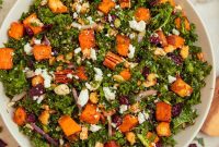Roasted Sweet Potato and Kale Salad with Maple Dijon Dressing