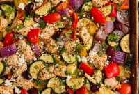 Greek-Style Sheet Pan Chicken Dinner with Lemon & Olives