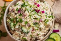 Cucumber, Feta & Chicken Salad with Lemon-Dill Dressing