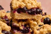 Blueberry Lemon Bars with Gingersnap Crust and Lemon Glaze