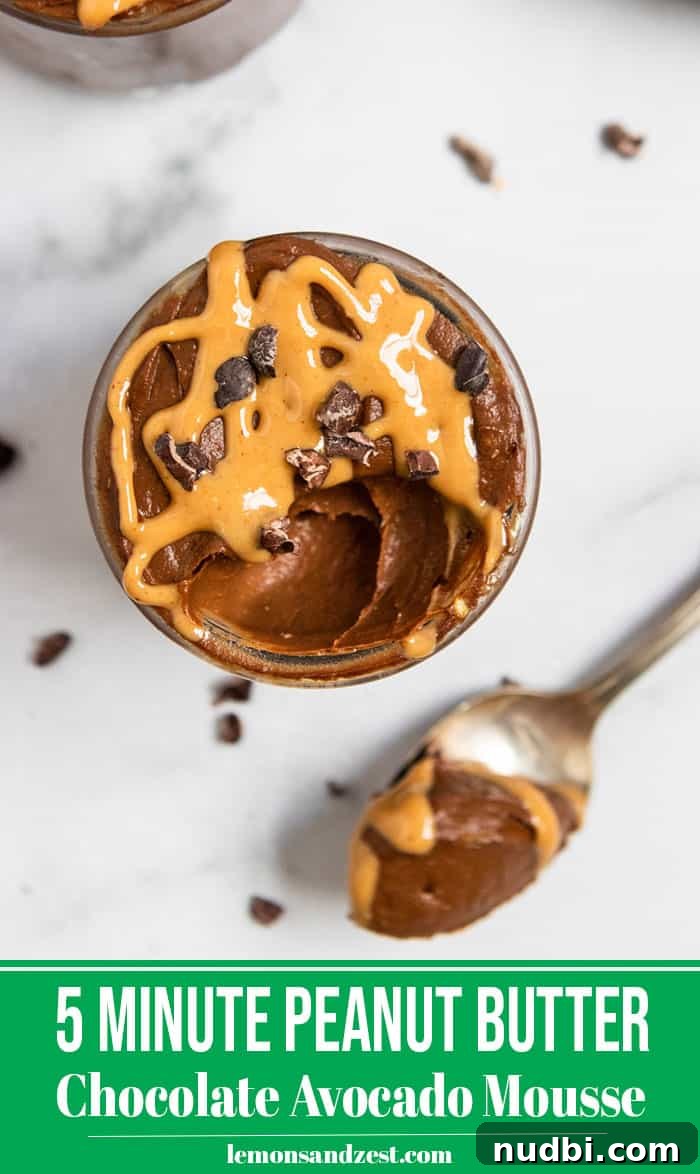 Peanut Butter Chocolate Avocado Mousse Recipe for Creamy Desserts 7 Peanut Butter Chocolate Avocado Mousse Pin.