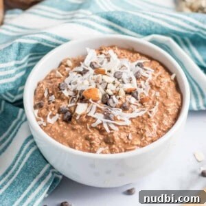 Almond Joy Overnight Oats Recipe — Chocolate, Coconut & Almonds 6 img 1127 5