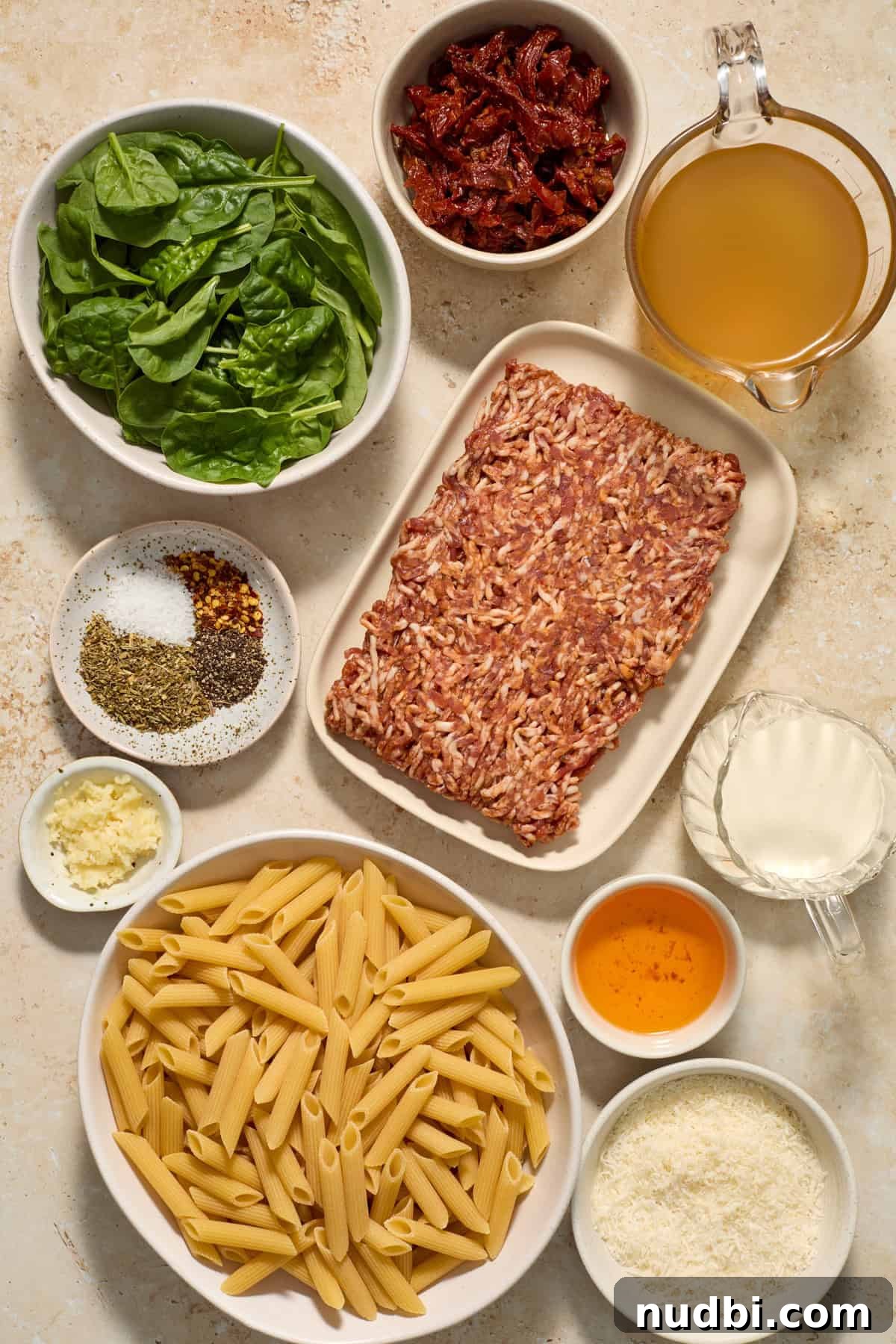 Sun-Dried Tomato Pasta with Italian Sausage Recipe 4 Ingredients needed to make sun-dried tomato pasta recipe.