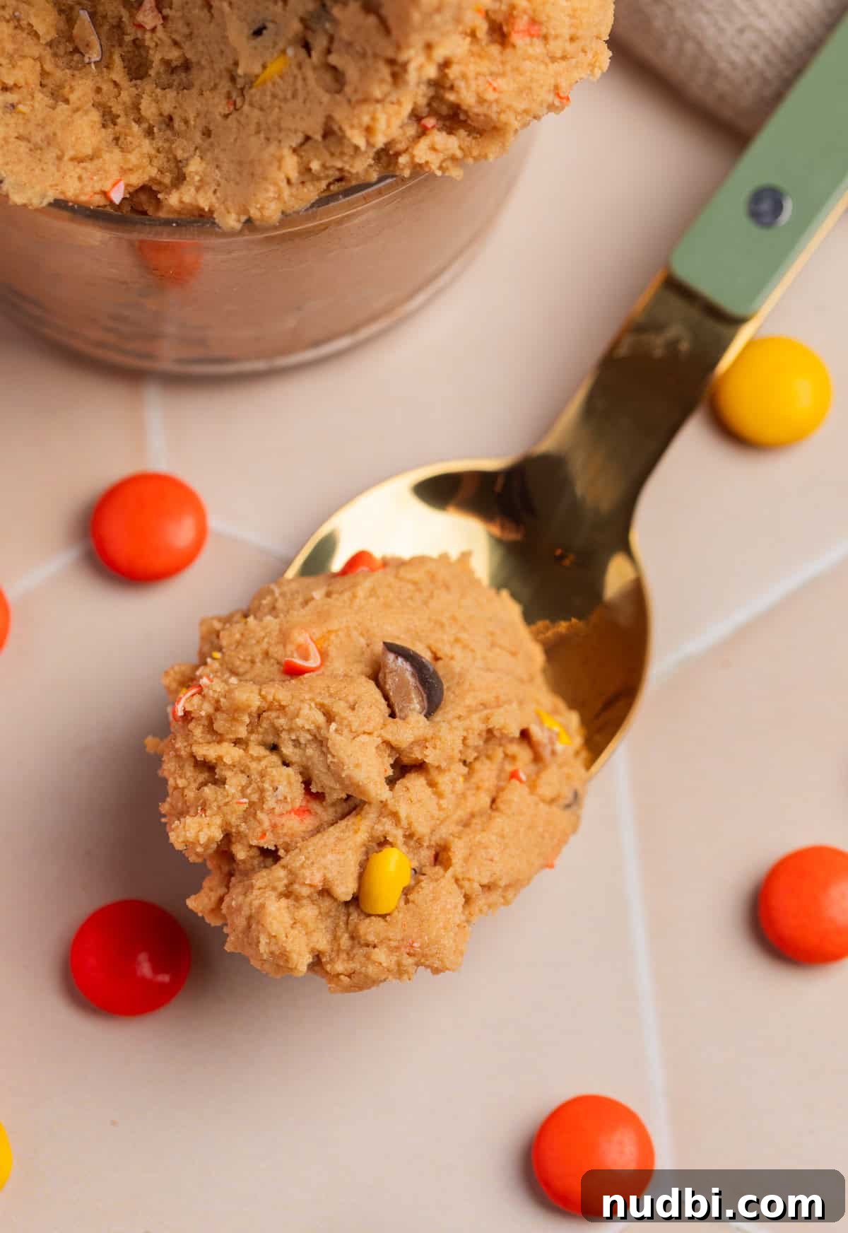 Edible Peanut Butter Cookie Dough Recipe for Safe Snacking 8 Spoonful of peanut butter cookie dough.