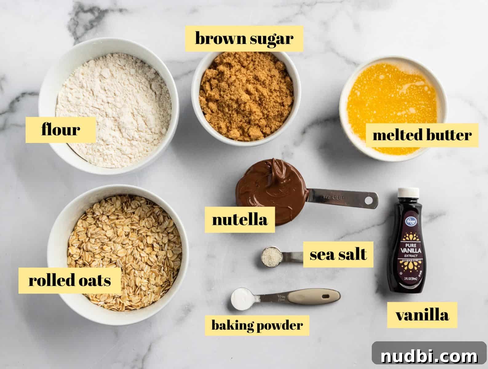 Nutella Oatmeal Bars Recipe — Chewy Hazelnut Oatmeal Squares 4 Ingredients to make Nutella Bar recipe.