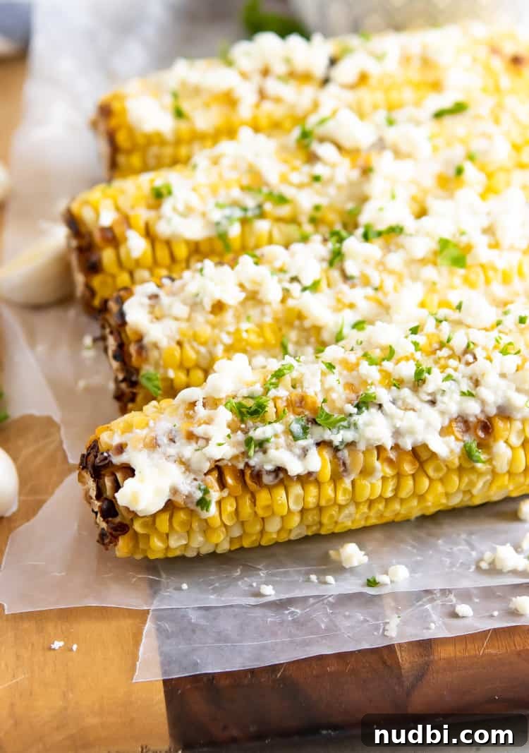 Garlic-Feta Butter Street Corn Recipe 2 Street Corn with Garlic Feta Butter