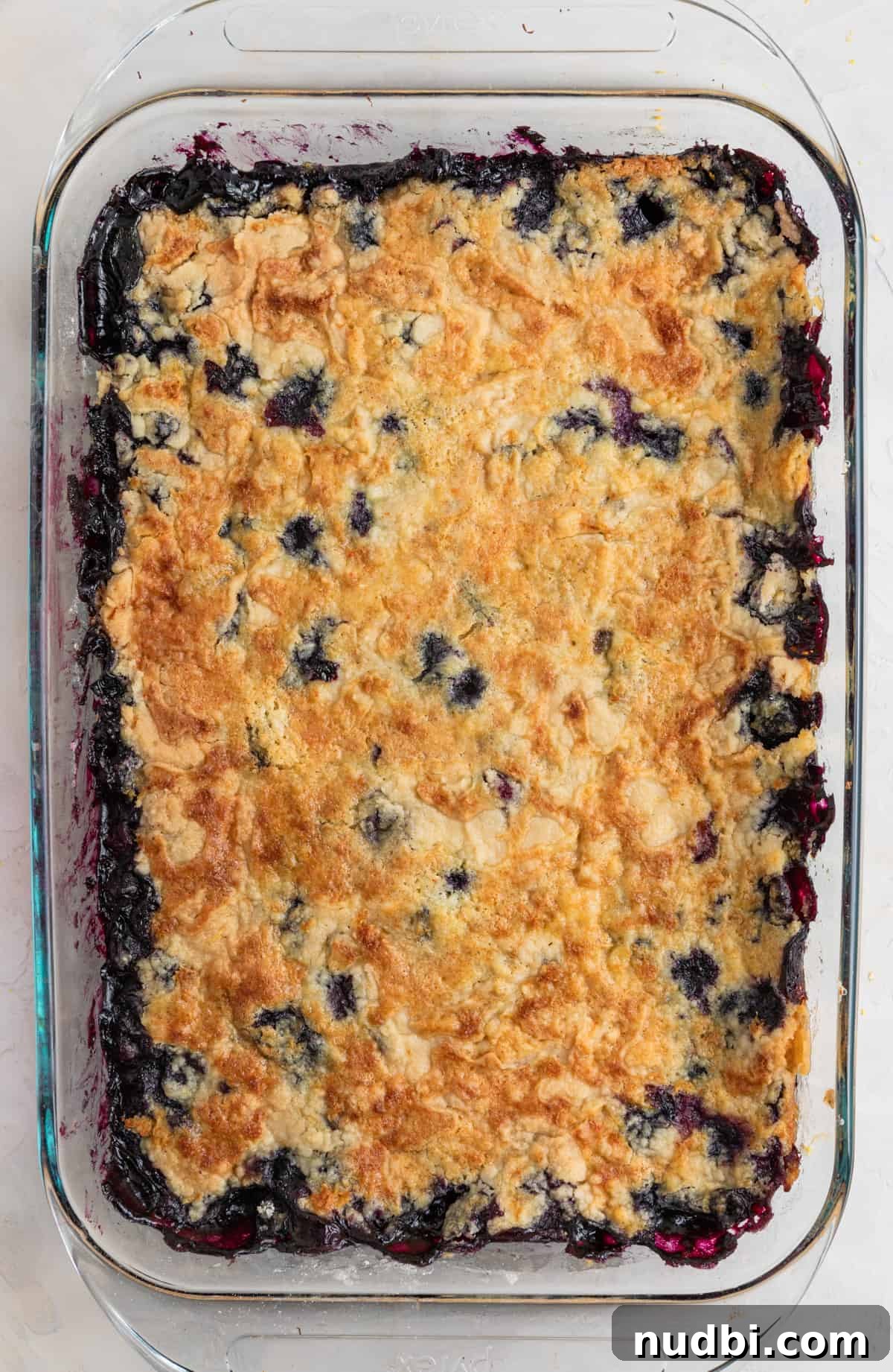 Lemon Blueberry Dump Cake Recipe for Quick Summer Desserts 8 Baked blueberry lemon dump cake fresh from the oven.