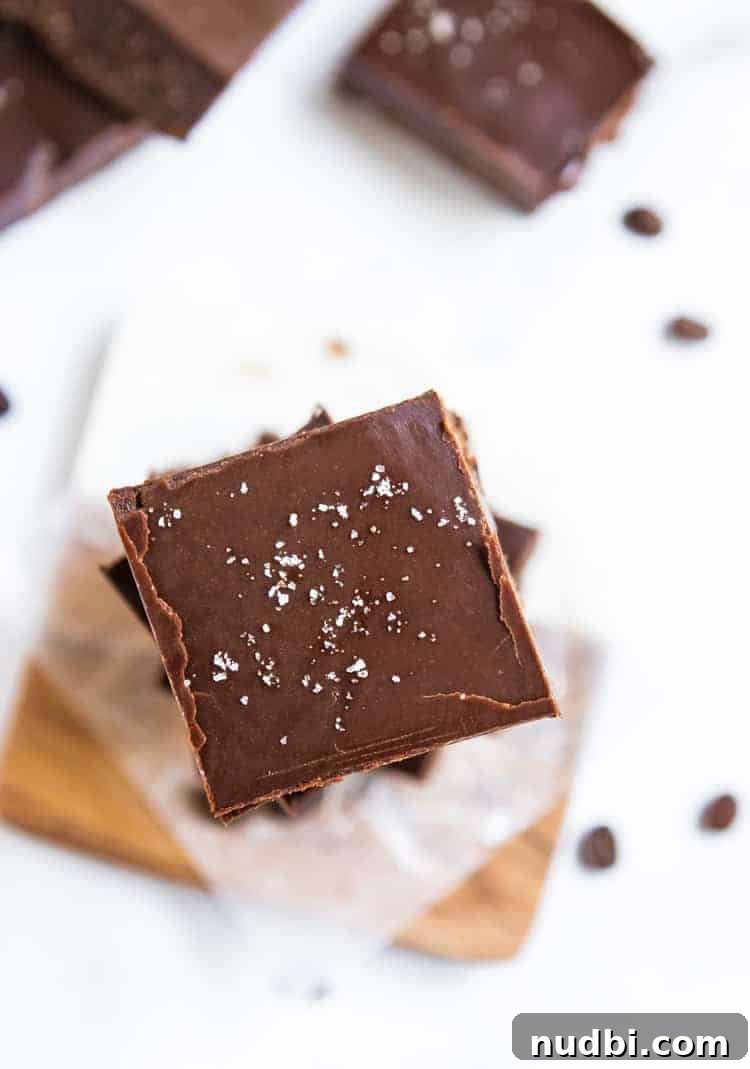 Decadent No-Bake Fudgy Brownies You Can Make Without an Oven 3 Overhead shot of no bake mocha brownies.