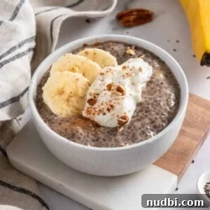 Creamy Banana Chia Seed Pudding Recipe for Breakfast & Snacks 7 Banana chia seed pudding in bowl.