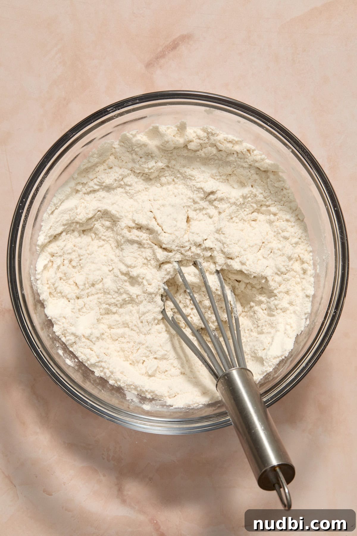 Funfetti Birthday Cake Cookies Recipe for Colorful Party Treats 6 Dry ingredients in glass bowl with whisk.