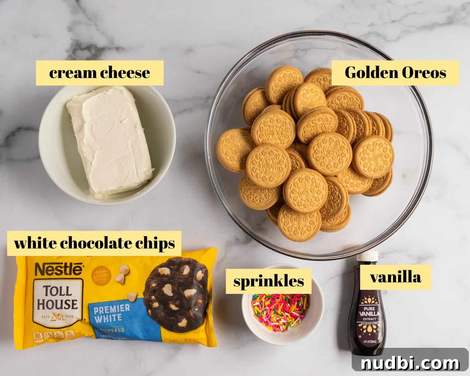 Golden Oreo Truffles Recipe — Creamy No-Bake Dessert Bite 4 Ingredients needed to make recipe.