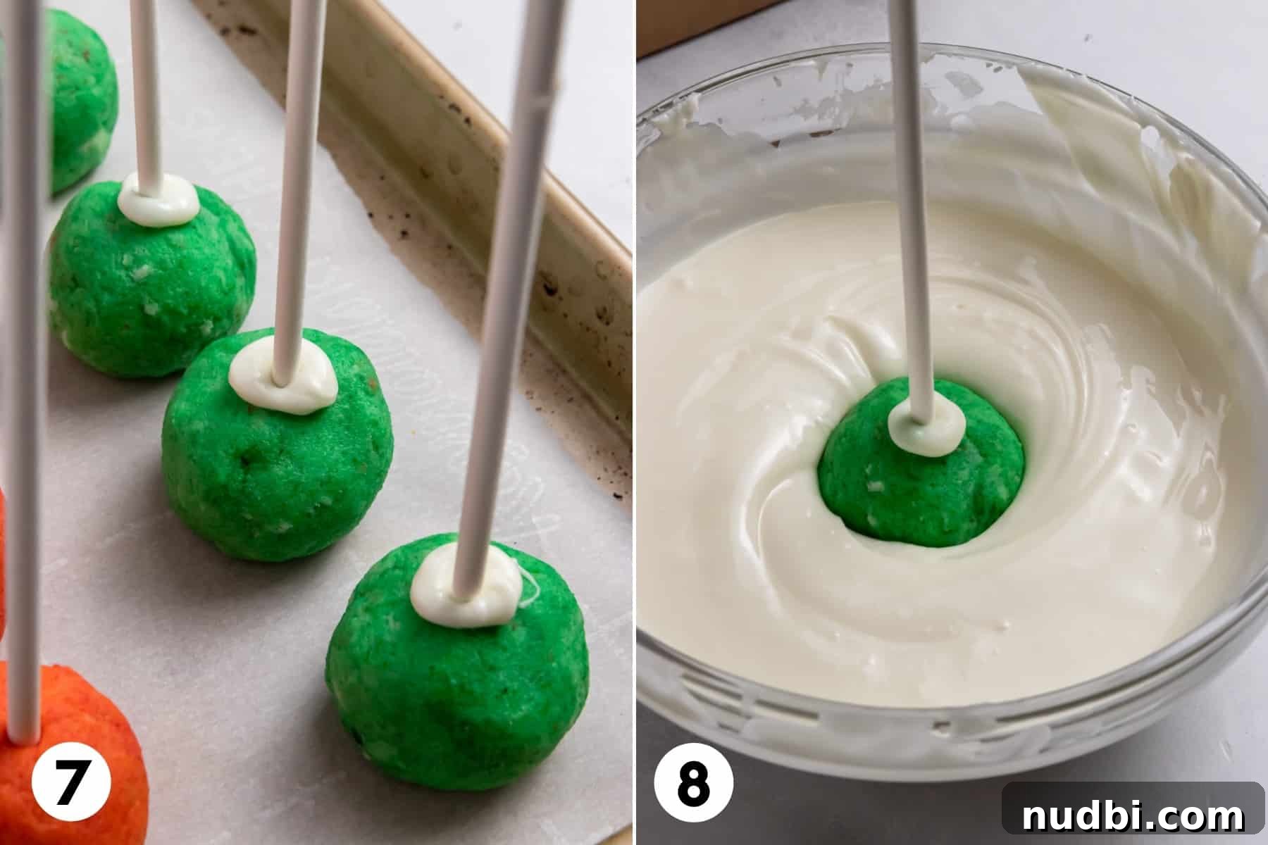 Spooky Halloween Cake Pop Ideas for Parties and Treats 7 Cake pops dipped in melted chocolate.