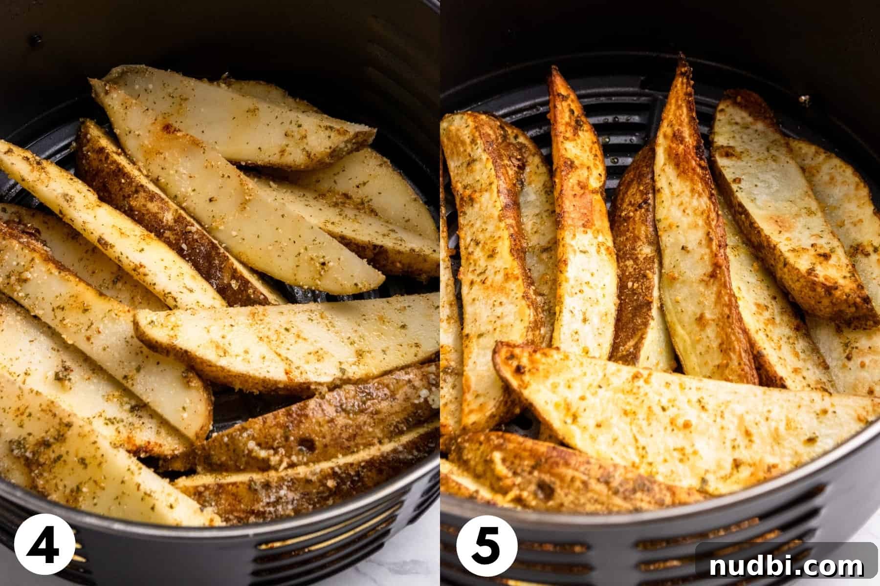 Crispy Air Fryer Potato Wedges Recipe for Perfect Sides 7 Potato wedges in air fryer.
