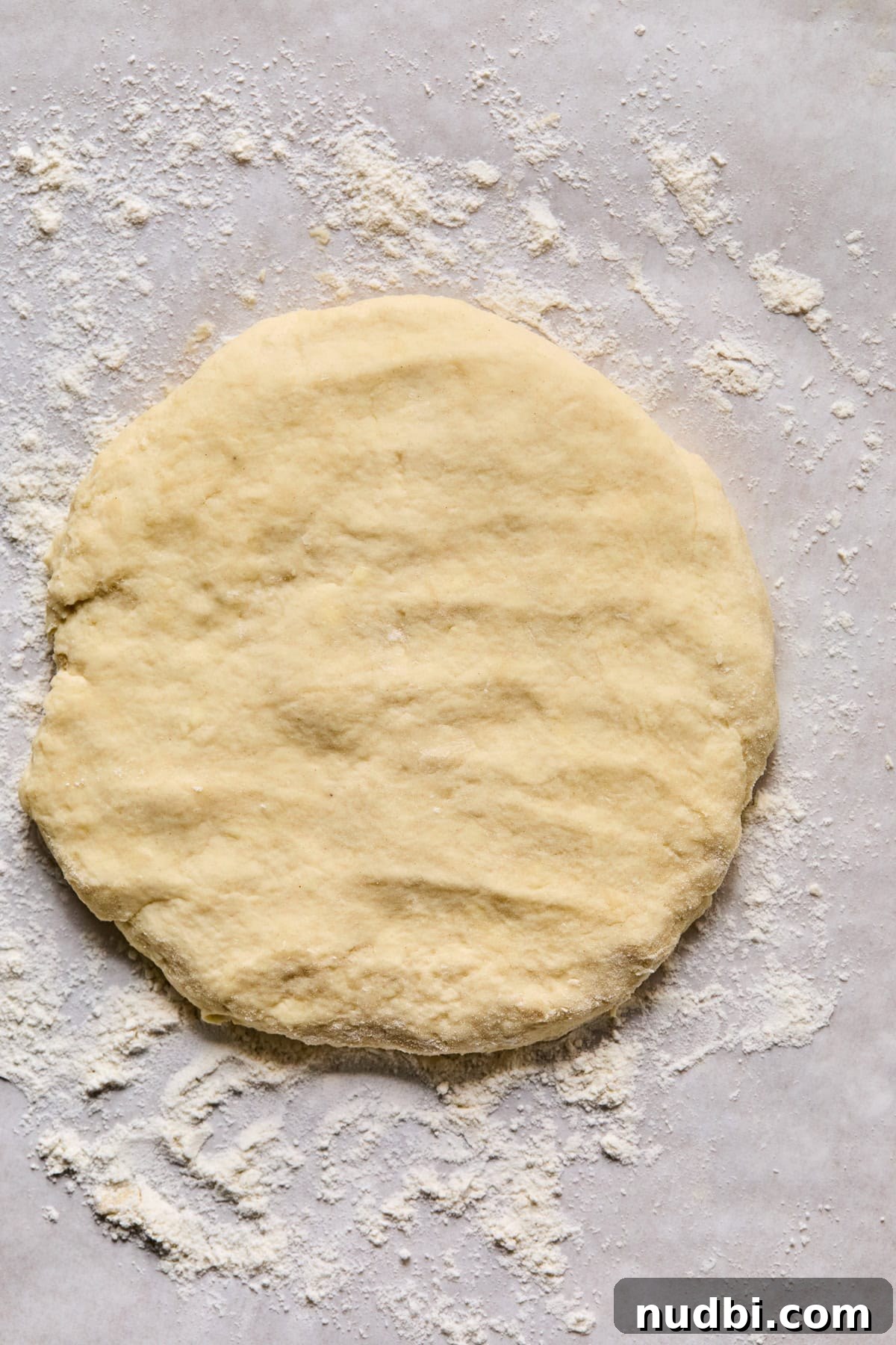 Air Fryer Blueberry Hand Pies Recipe 8 Disc of pie crust rolled out on floured surface.