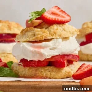 Strawberry and Peach Shortcake Recipe | Summer Dessert Guide 19 Layered biscuit, strawberries, peaches and whipped cream topped with fresh mint and berries.