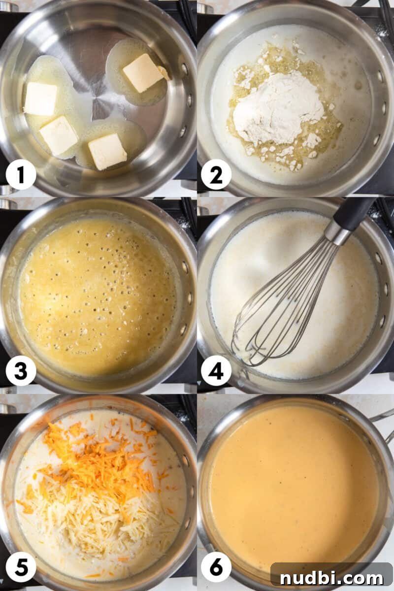 Creamy Cheddar and Gruyère Macaroni Bake 5 Steps to make gruyere mac and cheese sauce.