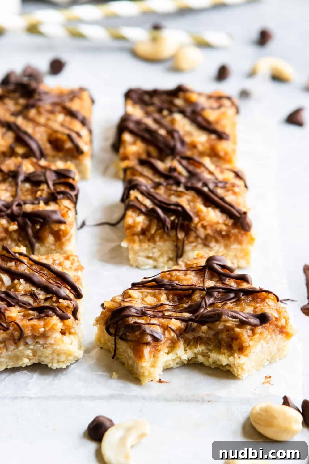 No-Bake Samoa Cookie Bars Recipe – Coconut Caramel Chocolate Treat 3 No Bake Samoa Bars