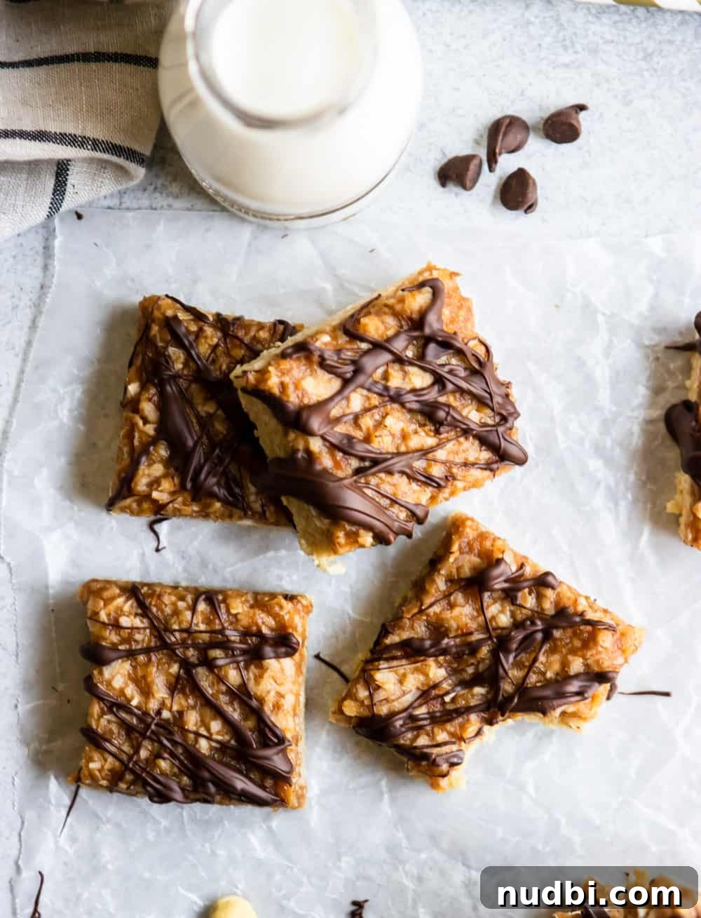 No-Bake Samoa Cookie Bars Recipe – Coconut Caramel Chocolate Treat 4 No Bake Samoa Bars