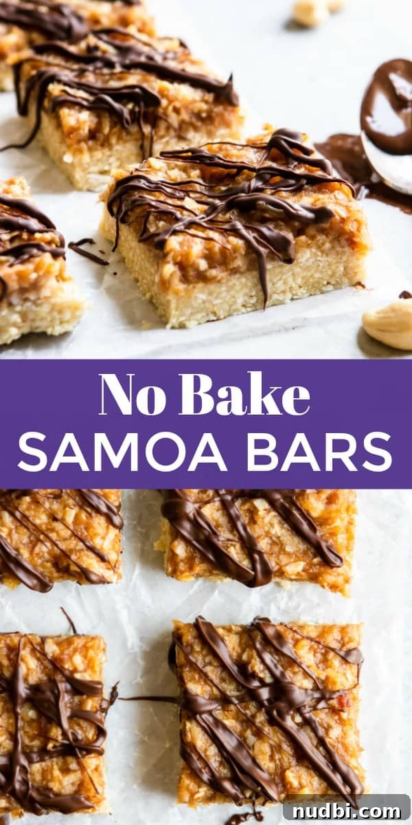 No-Bake Samoa Cookie Bars Recipe – Coconut Caramel Chocolate Treat 7 No Bake Samoa Bars