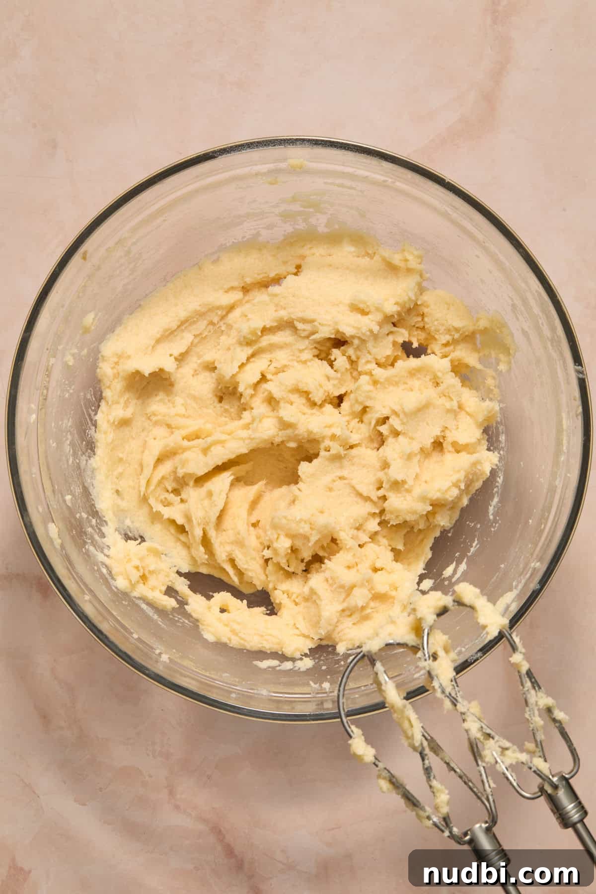 Soft and Chewy Eggless Sugar Cookies Recipe 5 Wet ingredients for no egg cookie recipe in bowl.