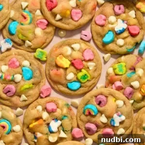 Top Christmas Cookie Recipes to Bake This Holiday Season 29 Lucky charm and white chocolate chip cookies on surface.