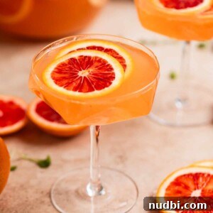 Festive Holiday Appetizers and Party Snacks Guide 25 Glass of blood orange champagne sangria.