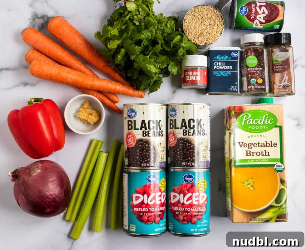 Hearty Black Bean and Rice Soup Recipe for Cozy Weeknights 4 Ingredients to make bean and rice soup.