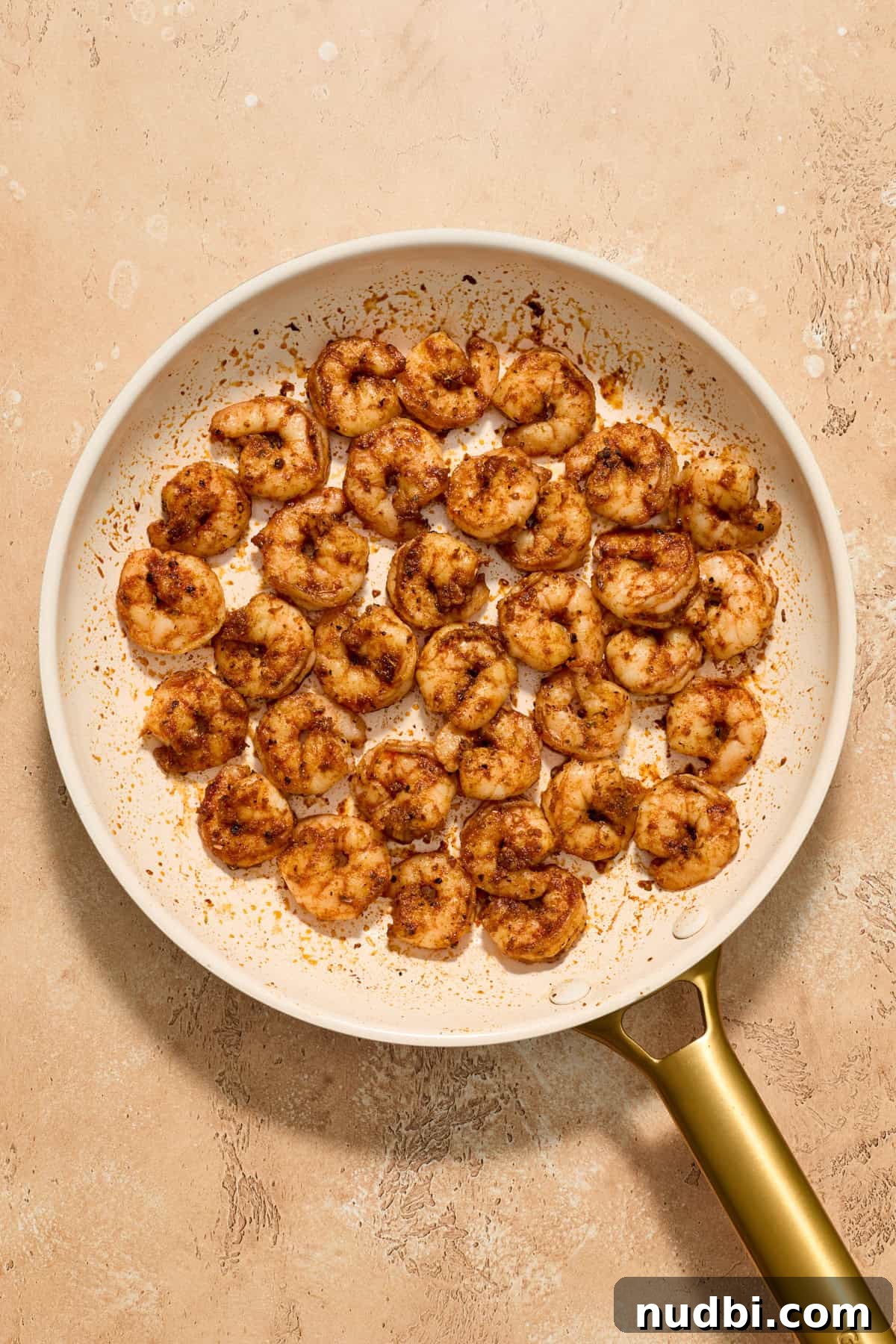 Shrimp Taco Salad with Creamy Cilantro-Lime Dressing 7 Cooked shrimp in skillet.