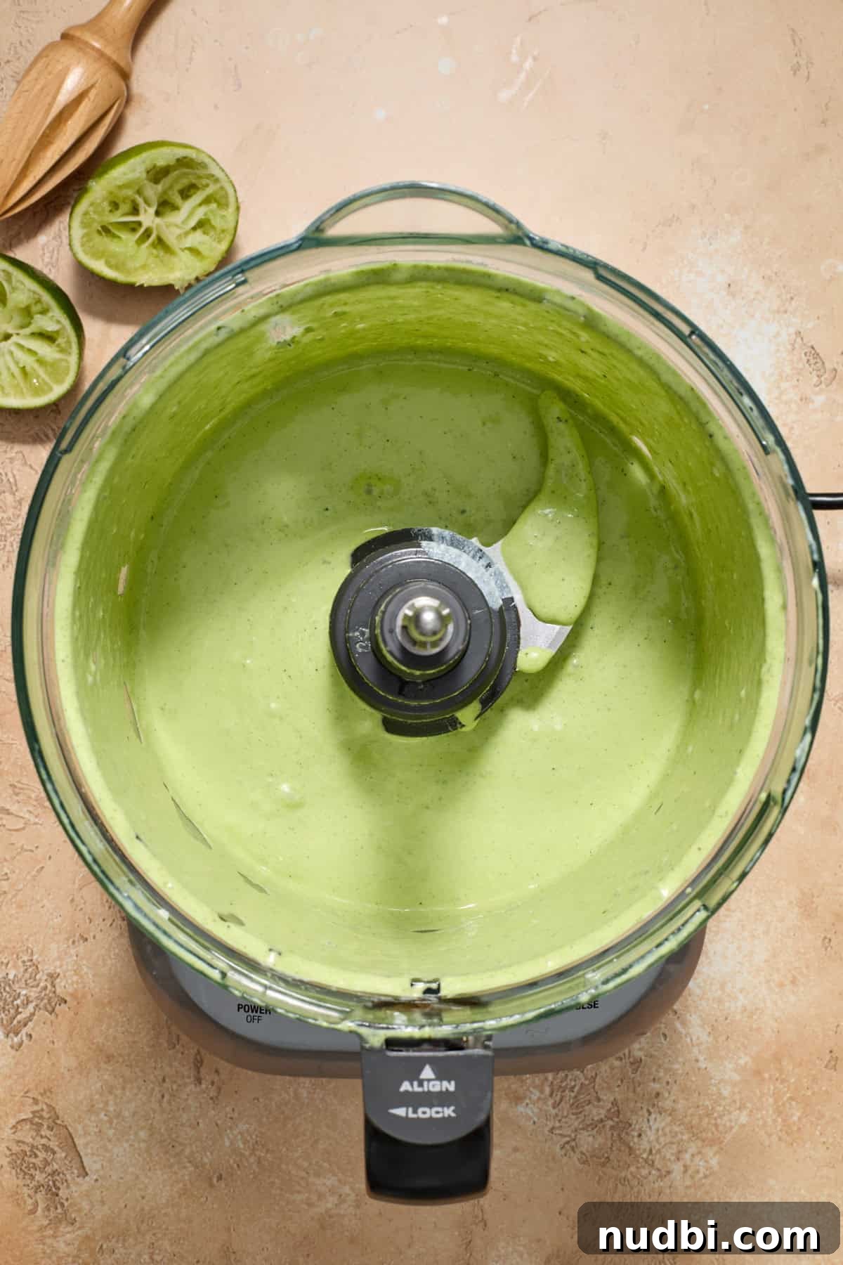 Shrimp Taco Salad with Creamy Cilantro-Lime Dressing 9 Creamy cilantro lime dressing in food processor.
