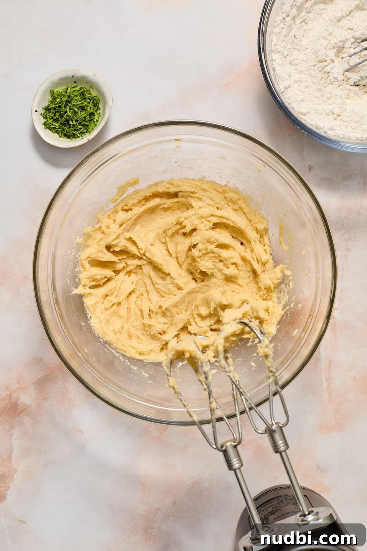 Zesty Key Lime Cookie Recipe for Luscious Citrus Cookies 5 Cookie dough mixture after egg and vanilla added and mixed in.