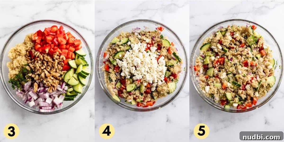 Cucumber Quinoa Salad with Feta and Lemon-Dill Dressing 5 Steps to make feta quinoa salad.