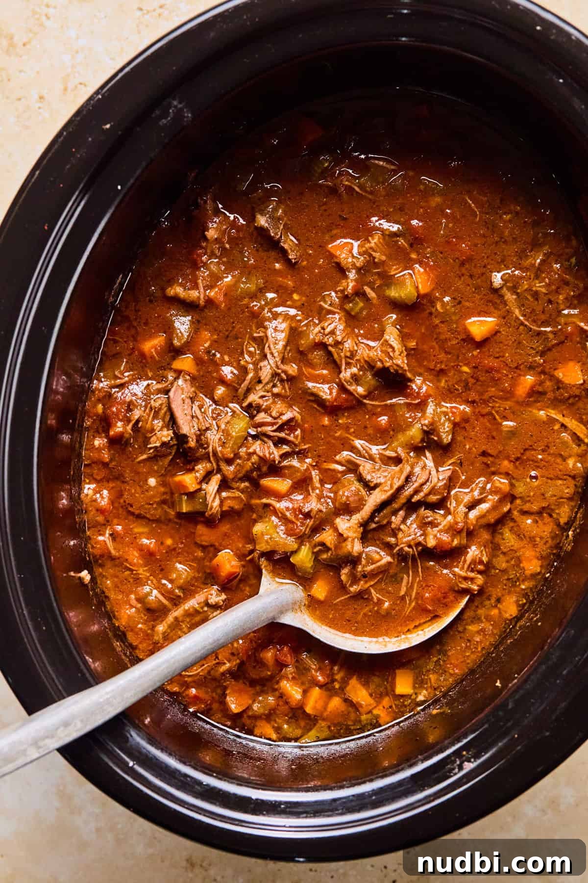 Slow-Cooked Short Rib Ragu Recipe for Tender Pasta Nights 10 Short rib ragu in crockpot before pasta is added.