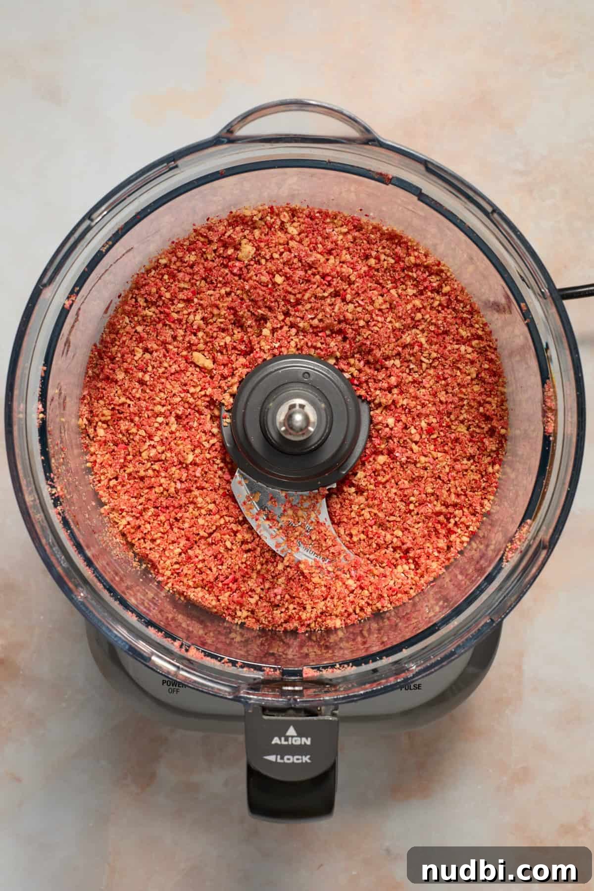 Strawberry Crunch Cupcakes with Crunchy Topping and Cream Cheese Frosting 11 Strawberry crunch topping in food processor,